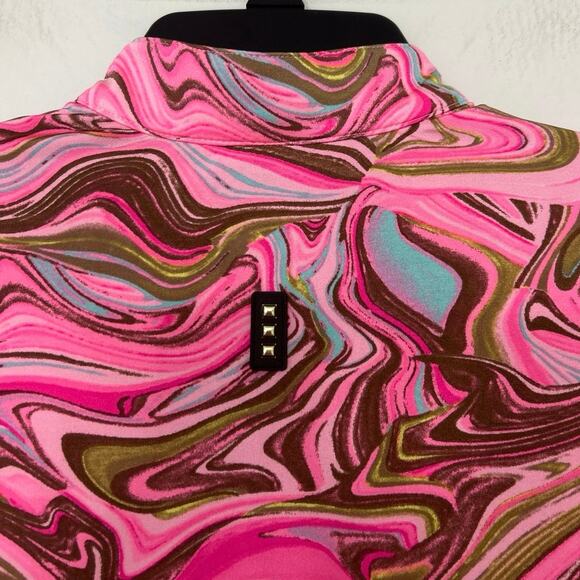 Jaime Sadock Pink Sugar Angel Whirl Marble 1/4 Zip Long Sleeve Golf Shirt Small - Picture 8 of 13